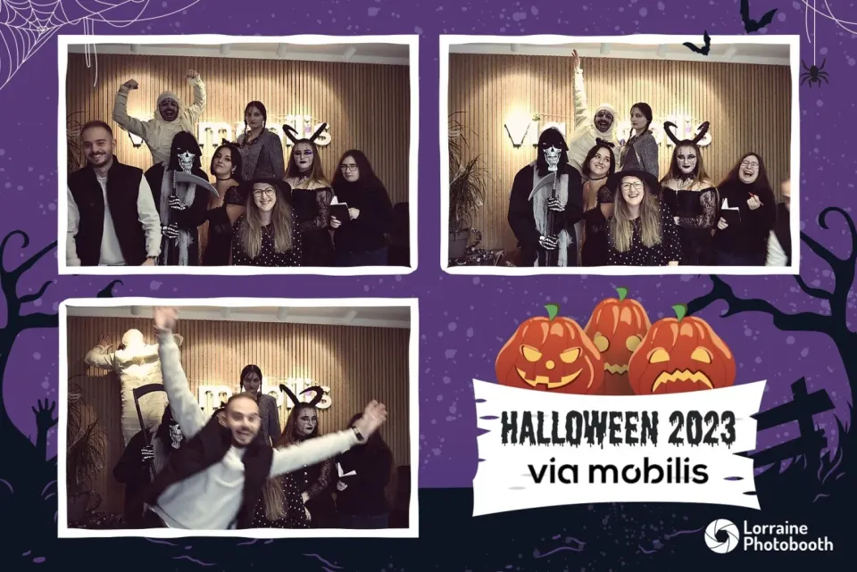 Tirage photobooth d'Halloween 2023 de Via Mobilis, trois prises sur le même tirage