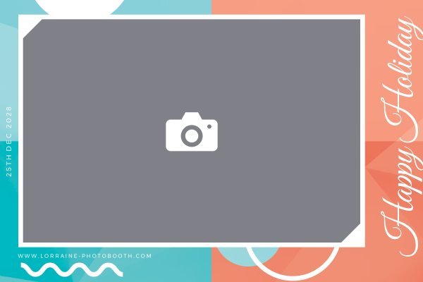 Cadre photobooth N° 10, thème Fin d'année, disposition 15×10 paysage · 1 photo, aperçu avec le texte par défaut