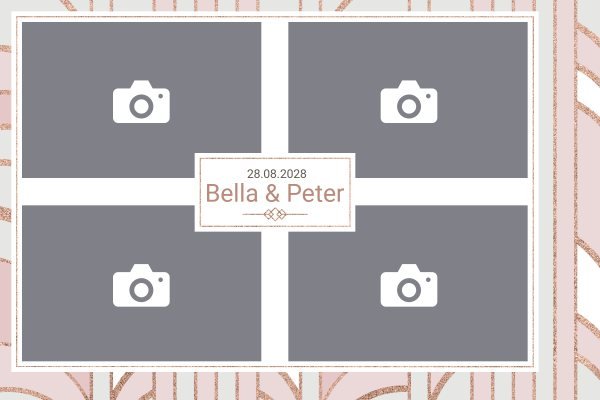 Cadre photobooth N° 2, thème Mariage, aperçu 15×10 avec le texte par défaut