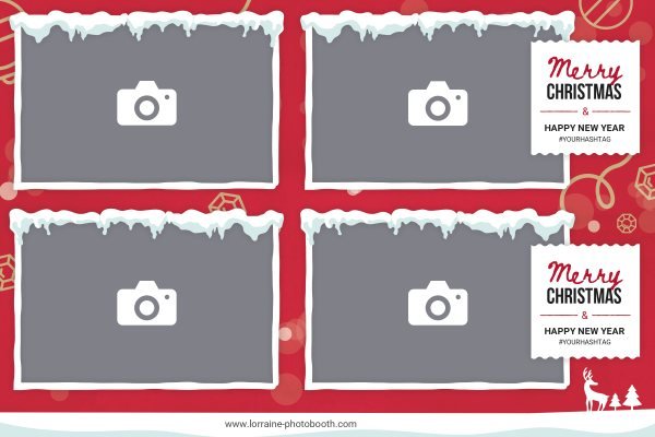 Cadre photobooth N° 29, thème Fin d'année, disposition 15×10 paysage · 4 photos, aperçu avec le texte par défaut