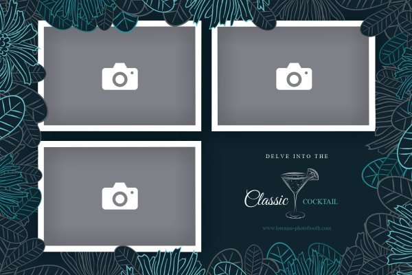 Cadre photobooth N° 35, thème Fête, aperçu 15×10 avec le texte par défaut