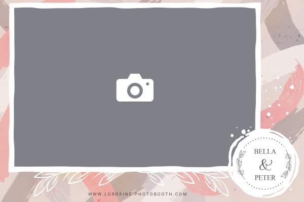 Cadre photobooth N° 5, thème Mariage, disposition 15×10 paysage · 1 photo, aperçu avec le texte par défaut