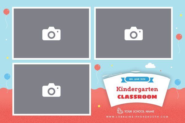 Cadre photobooth N° 53, thème Tous thèmes, disposition 15×10 paysage · 3 photos, aperçu avec le texte par défaut
