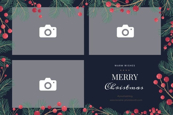 Cadre photobooth N° 80, thème Fin d'année · Entreprise, aperçu 15×10 avec le texte par défaut