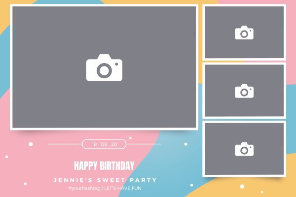 Cadre photobooth N° 9, thème Anniversaire · Baptême, aperçu 15×10 avec le texte par défaut
