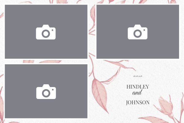 Cadre photobooth N° 913, thème Tous thèmes, disposition 15×10 paysage · 3 photos, aperçu avec le texte par défaut